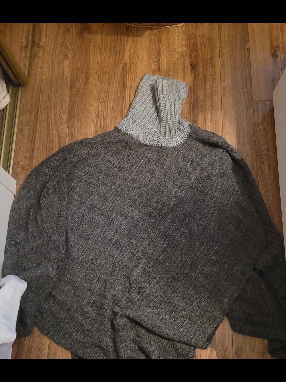 Gray Poncho Sweater - Classic Knit